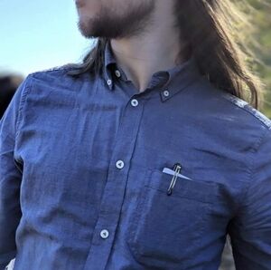 Gap Slim Fit Indigo Long Sleeve Button Up Dress Shirt with Breast Pocket